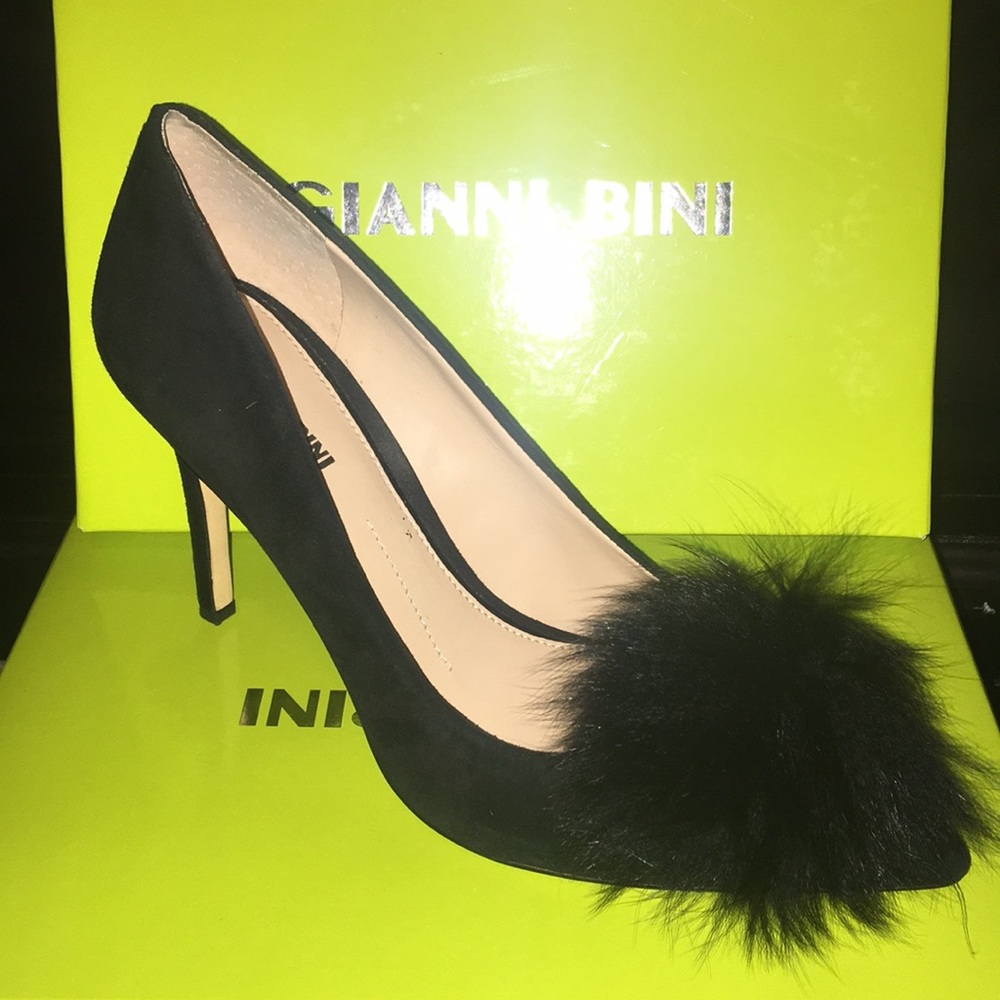 Gianni Bini Fur Pom Pumps